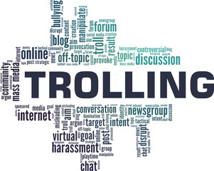 Trolling vector illustration word cloud isolated on a white background.
