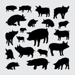 Pig silhouette. a set of pig silhouettes