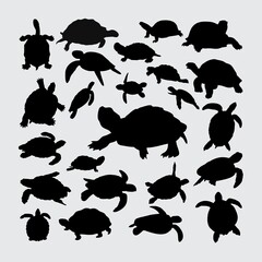 Obraz premium Turtle silhouette. a set of turtle silhouettes