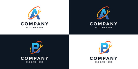 Sign letter A and B logo wrench