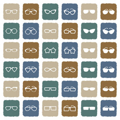 Glasses Icons. Grunge Color Flat Design. Vector Illustration.