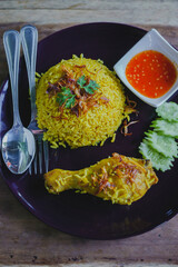 Muslim yellow rice with chicken