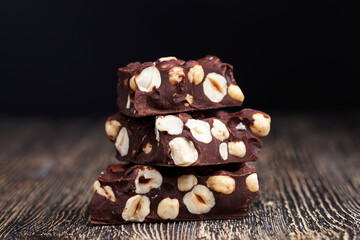 nuts and natural products in the production of chocolate with nuts