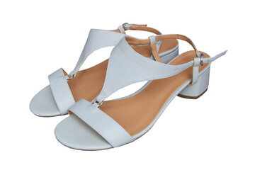 pair of sandals on a white background,shoes for summer in hot weather for a woman