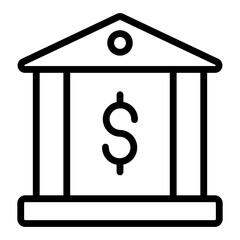 An outline design, icon of bank