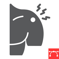 Shoulder pain glyph icon, arthritis and injury, shoulder ache vector icon, vector graphics, editable stroke solid sign, eps 10.