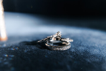 three rings made of white gold and diamonds