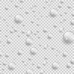 Water drops on transparent background