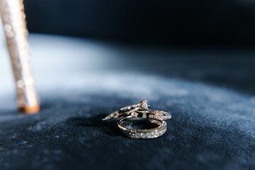 three rings made of white gold and diamonds