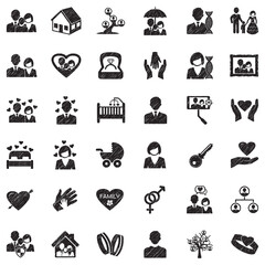 Obraz premium Family Icons. Black Scribble Design. Vector Illustration.