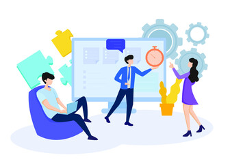 Teamwork - Illustration. Editable Stroke. Vector Graphic