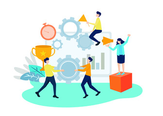 Team - Illustration. Editable Stroke. Vector Graphic