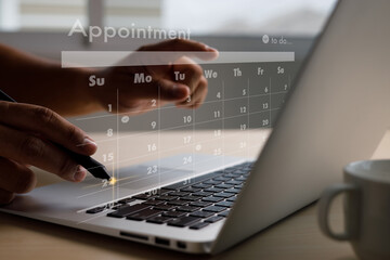 man work business writing working and schedule Calendar busy schedule tasks and appointments in...