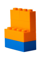 Fototapeta premium Colorful plastic toy building blocks isolated on white