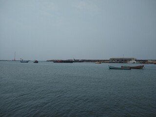Fishing boats on Vizhinjam fishing harbor Thiruvananthapuram Kerala