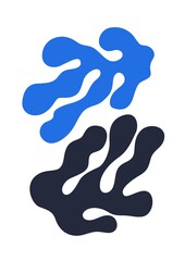 Abstract contemporary wall art in Matisse style. Minimalist poster for printing and interior decoration. Black and blue algae leaves on white background. Flat vector illustration of simple artwork