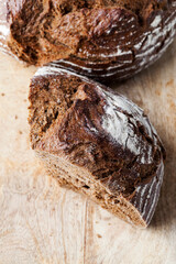 delicious fresh loaf of bread, black rye bread