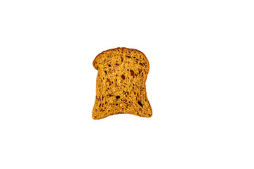 Slice of Fresh brown Bread for Toast isolated on white background, top view. Close-up