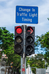 Red traffic light at Singapore.