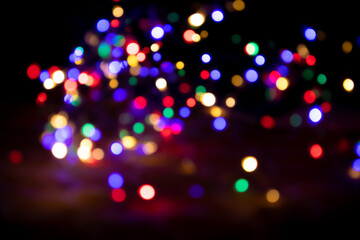 Colorful bokeh lights festive background