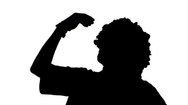 Silhouette Funny clown taking different poses while thinking and like the thinker of Rodin as well.