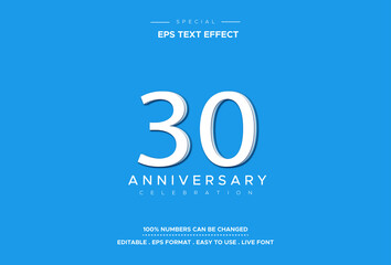 Editable text style effect with 30th anniversary numbers