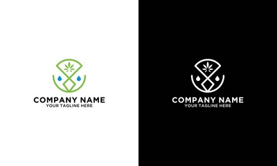 cannabis line vector logo graphic modern logo Vector design template on a black and white background
