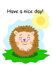 Have a nice day, sun, cartoon, illustration, cute, happy, animal, smile, boy, yellow, child, love, smiling, 
