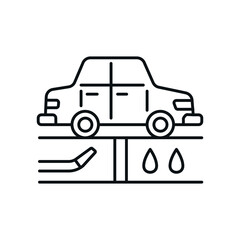 Cleaning the suspension linear icon. Car wash. Thin line customizable illustration. Contour symbol. Vector isolated outline drawing. Editable stroke
