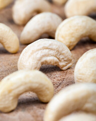 beautiful bent cashew nuts, fresh raw cashew