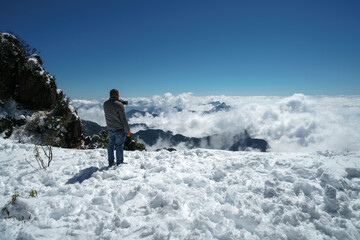 Fansipan mountain top covered by snow in Sa Pa, Vietnam