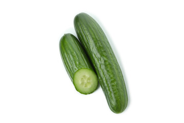 Fresh ripe cucumbers isolated on white background