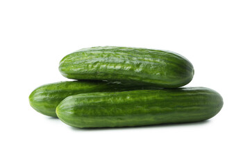 Fresh ripe cucumbers isolated on white background