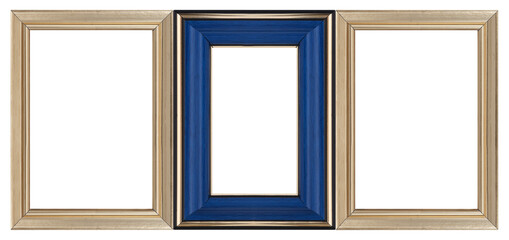 Wooden frame for paintings, mirrors or photo isolated on white background. Design element with...