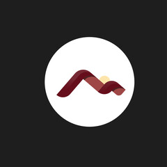 A mountain logo with the letter m, this is a symbol of a minimalist mountain panorama
