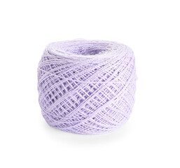 Soft violet woolen yarn isolated on white