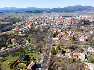 Aerial view of town of Hisarya, Bulgaria