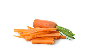 Ripe chopped carrot isolated on white background