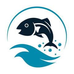 fish icon vector illustration.collection of fish icon with waves