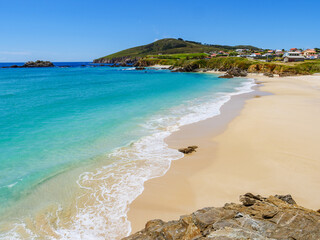 Fototapeta na wymiar Virgin beach on the Atlantic Ocean. Praia Fragata, Ferrol, Galicia, North coast of Spain