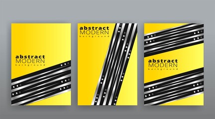 Yellow creative futuristic abstract vector background, dynamic modern yellow page temples set