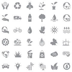 Environment Icons. Gray Flat Design. Vector Illustration.