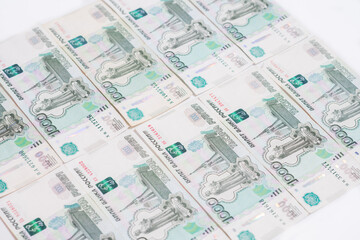 Several bills of one thousand rubles of the Russian Federation