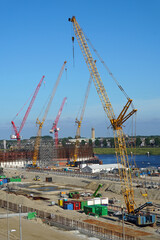 Fototapeta na wymiar Construction site of a new Lock on a Dutch waterway 