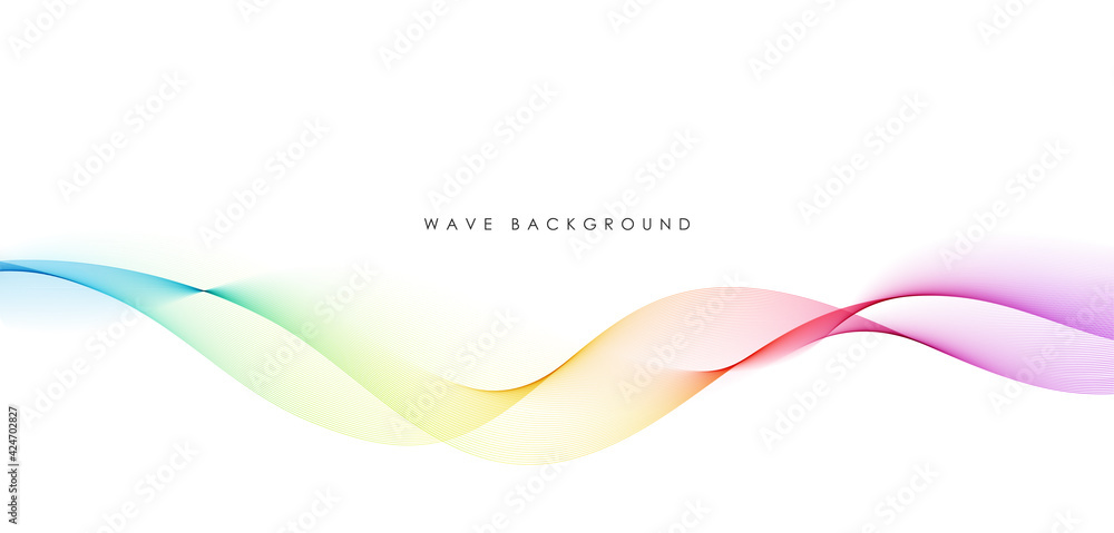 Fototapete Vector abstract colorful flowing wave lines isolated on white background. Design element for technology, science, music or modern concept.