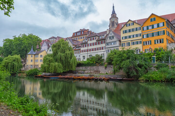 Fototapeta na wymiar Touristic highlight in the old town of Tübingen in german region swabian alb
