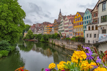 Fototapeta na wymiar Touristic highlight in the old town of Tübingen in german region swabian alb