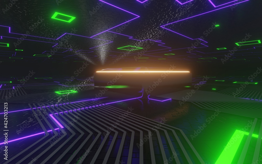 Poster 3d rendering technology background microchip high-tech future high-speed cpu motherboard