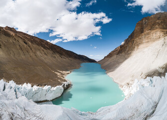Fototapeta na wymiar Aerial photography of Tibet Quden Nyima glacier landscape