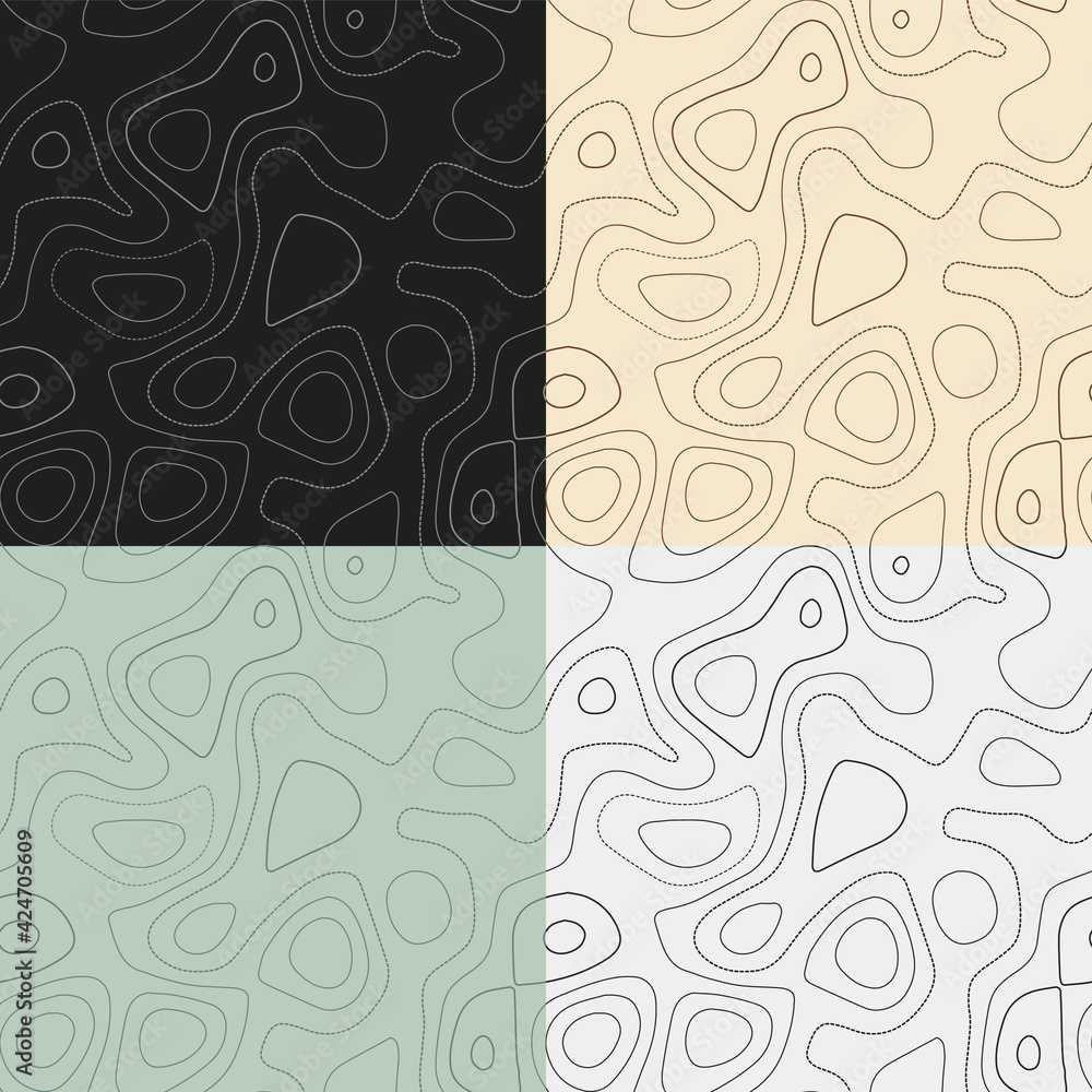 Poster topography patterns. seamless elevation map tiles. astonishing isoline background. captivating tilea